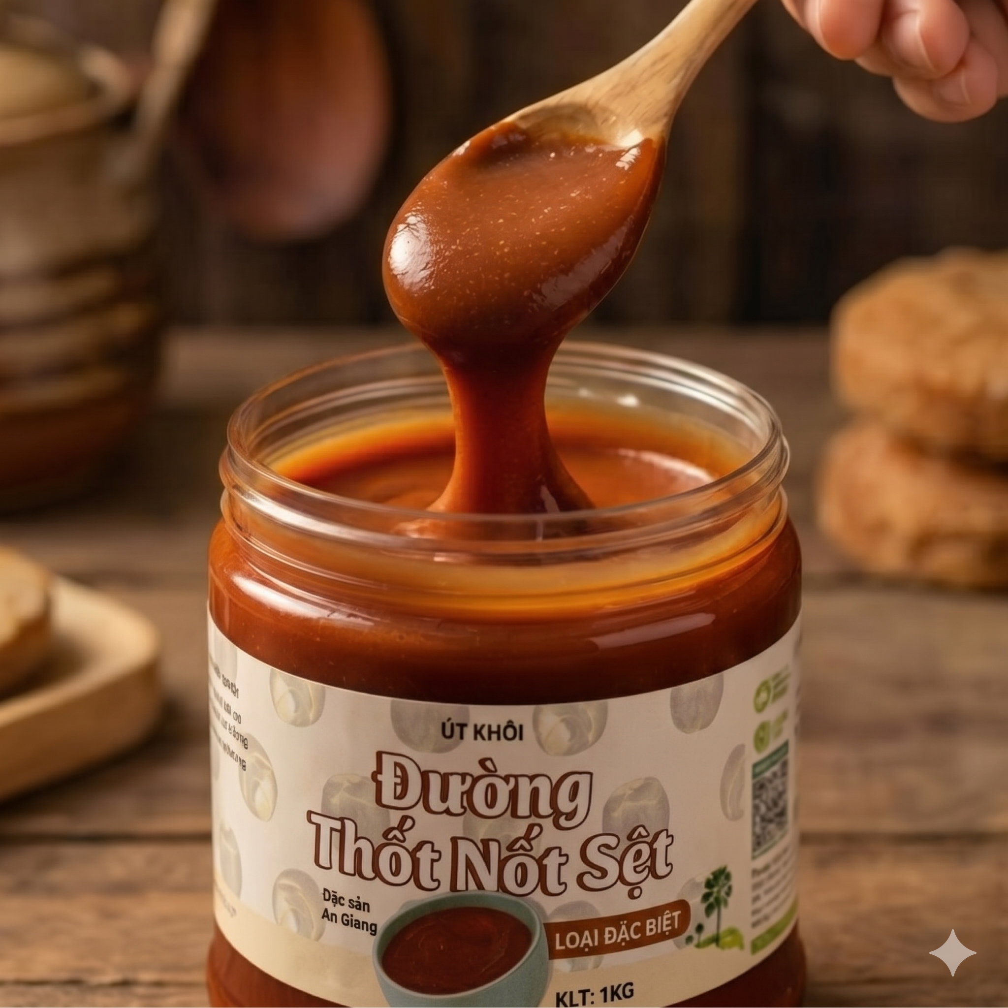 Đường Thốt Nốt dạng sệt màu nâu vừa hũ 1kg